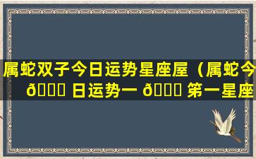 属蛇双子今日运势星座屋（属蛇今 🍀 日运势一 🐅 笫一星座）